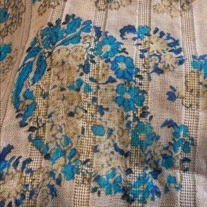 Anthropologie Blue and Gold Floral Scarf